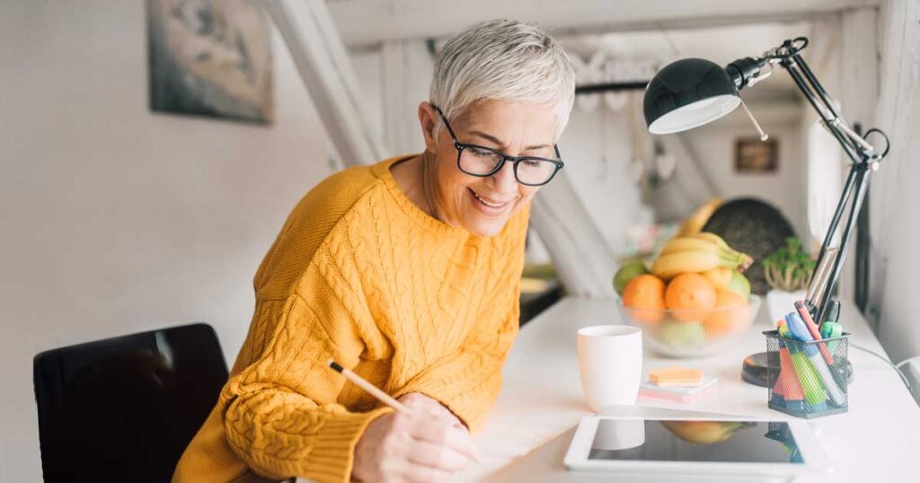 Woman working on finances